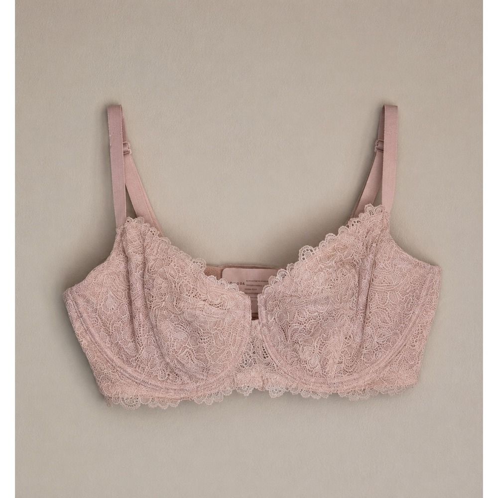 Soma Lace Trim Balconette Bra Pink 38DD Underwire Adjustable Straps